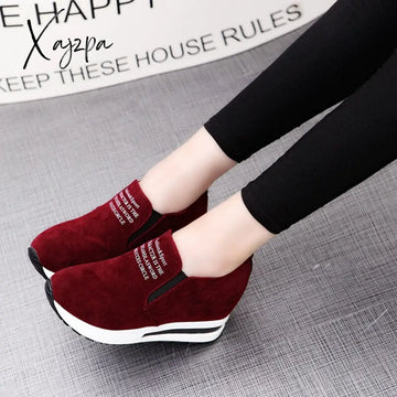 Xajzpa - New Flock Increasing Shoes High Heels Lady Casual Black Women Sneakers Leisure Platform
